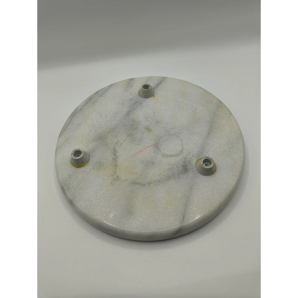 Vintage 80s Round White Marble Cheese Board 7.5